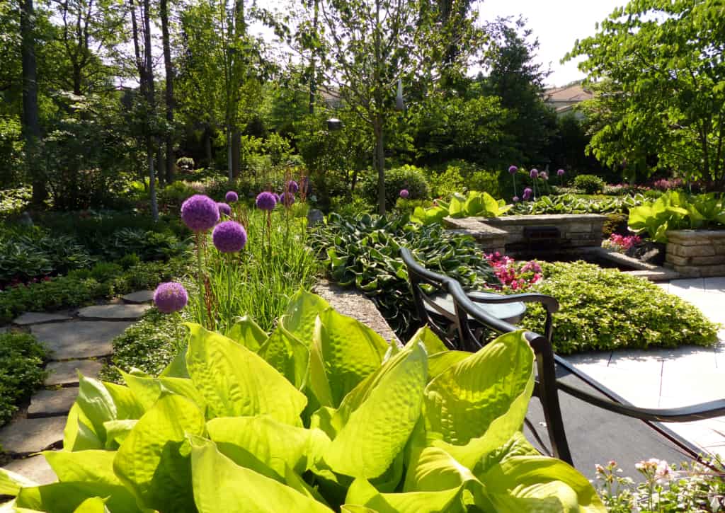 retaining walls define the space