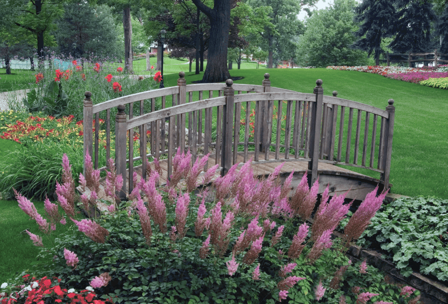 lake geneva landscape with rustic bridge