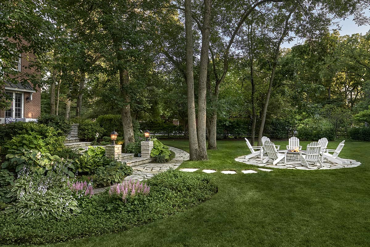 raised stone fire pit in lake forest il