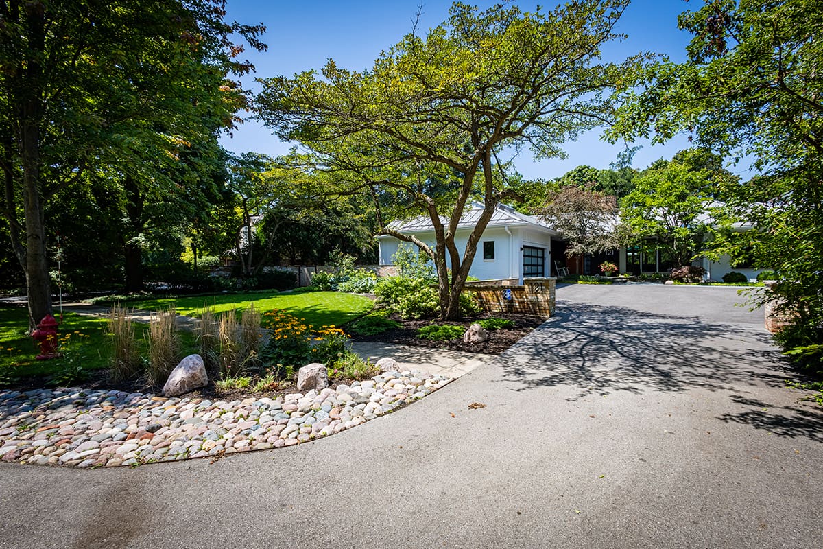 driveway with swale boulders